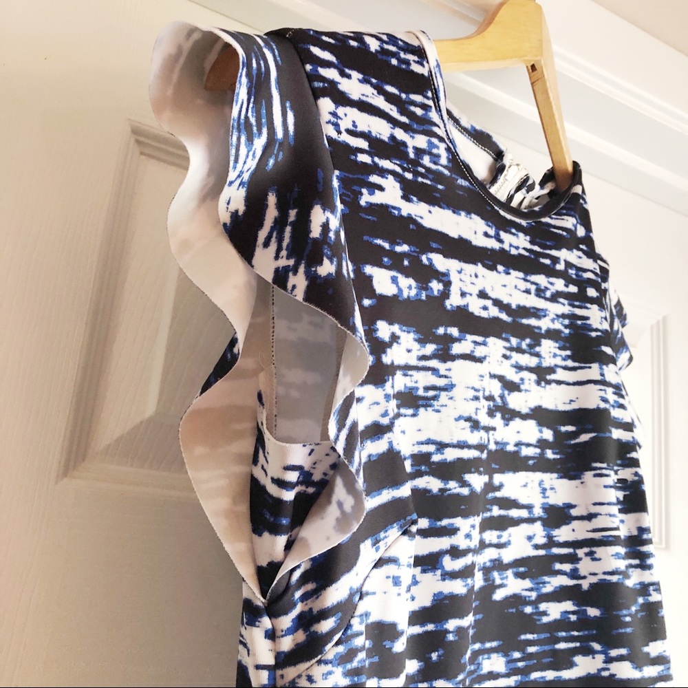 SOLD Zara Blue & White Tie Dye Peplum Blouse - Picture 5 of 7